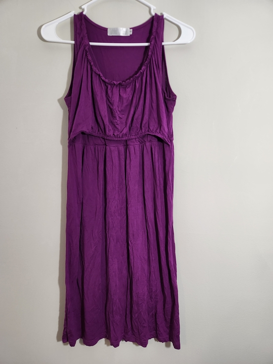 Latched Mama Dresses & Skirts - Latched Mama Purple Tank Dress Cotton Breastfeeding Nursing Pumping Sleeveless